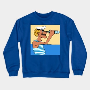 Sailor looking through binoculars Crewneck Sweatshirt